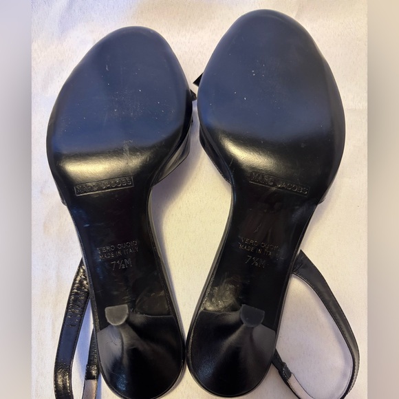 Marc Jacobs Leather Bow Accent Sling Back Sandals Black Women’s Size 7.5 - Picture 9 of 10